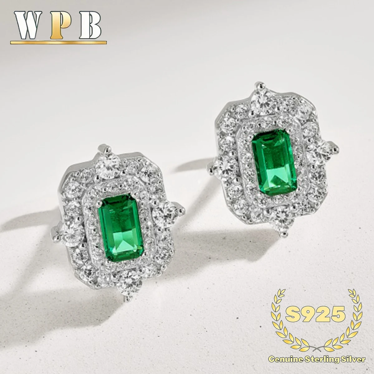 

Серьги-гвоздики из стерлингового серебра S925 с изумрудной огранкой, зеленым цирконом, круглым блестящим цирконом и ореолом из цирконов, винтажные, элегантные, в подарочной упаковке