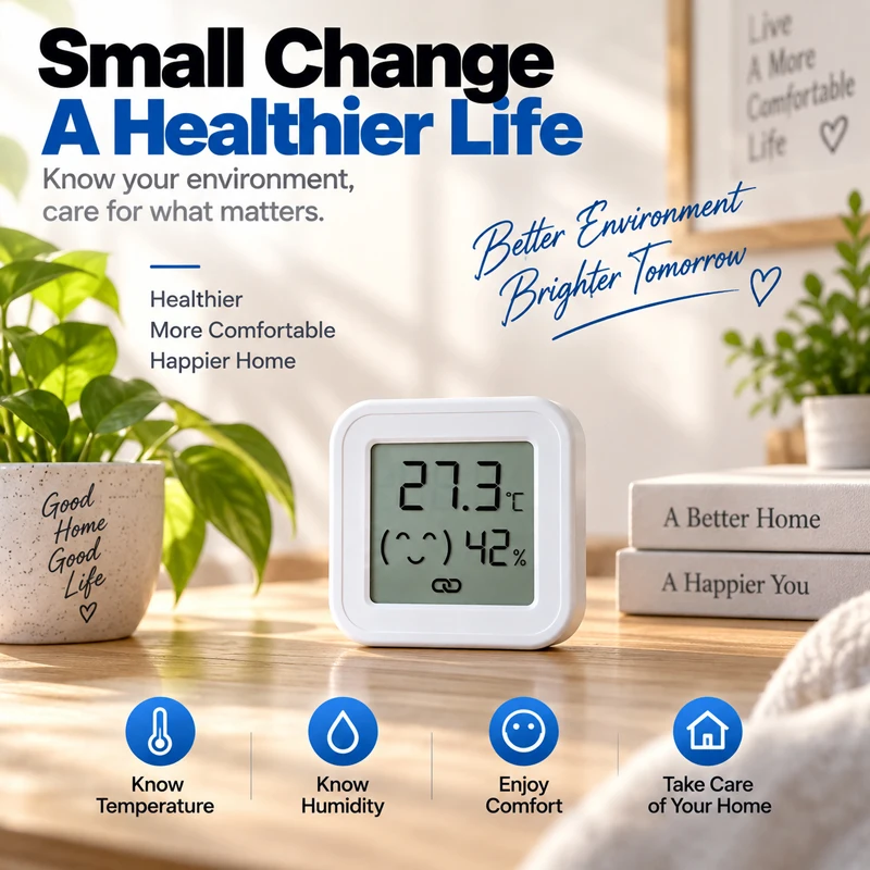 Smart Zigbee Temperature Humidity Detector Comfort Face Indicator Battery Powered APP Remote Monitor Indoor Environment Monitor