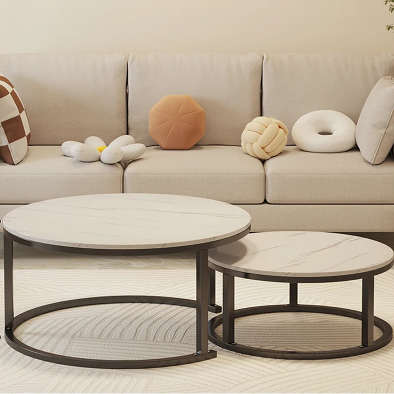 Living Room Coffee Table Set Luxury Metal Legs Sofa Side Coffee Table Aesthetic Round Luong Mobili Per La Casa Korean Furniture