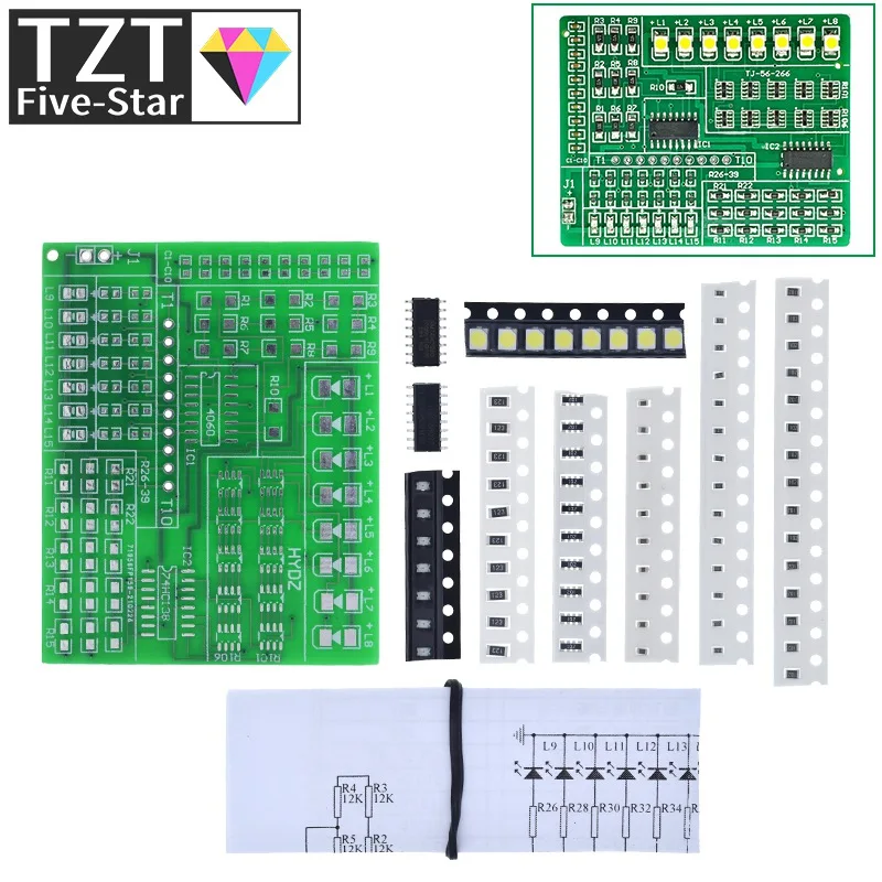 1/3 قطعة لتقوم بها بنفسك عدة 15 لون ضوء مجموعة التحكم 1801 SMD مكون لحام ممارسة مجلس أجزاء مجموعة الإنتاج الإلكتروني