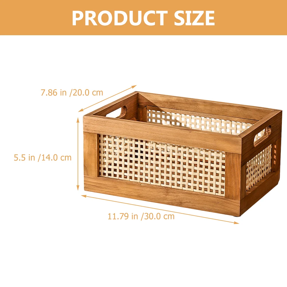 Basket Solid Wood Vintage Rattan Storage Box Multifunctional Rack Wooden Small Woven Baskets