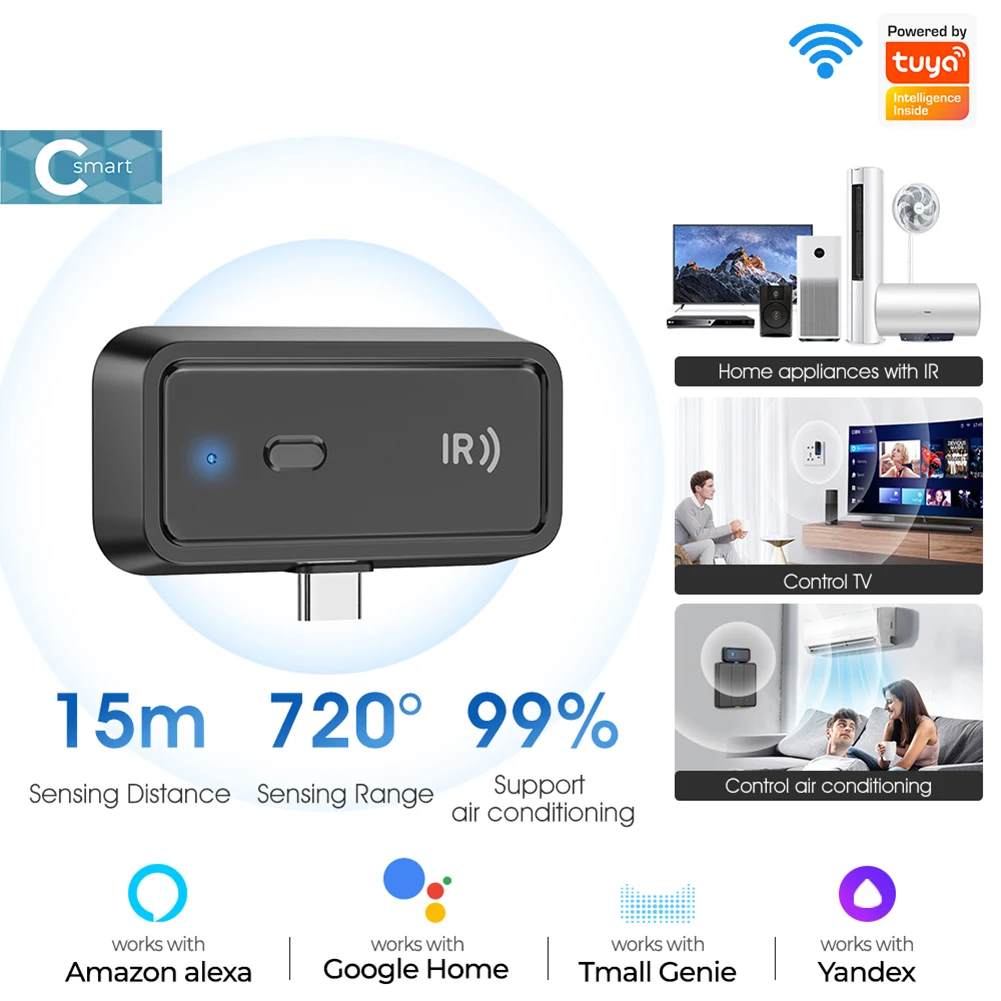 جهاز تحكم عن بعد بالأشعة تحت الحمراء WiFi BT متوافق مع جهاز التحكم عن بعد للتلفزيون بالأشعة تحت الحمراء Alexa/Google Assistant