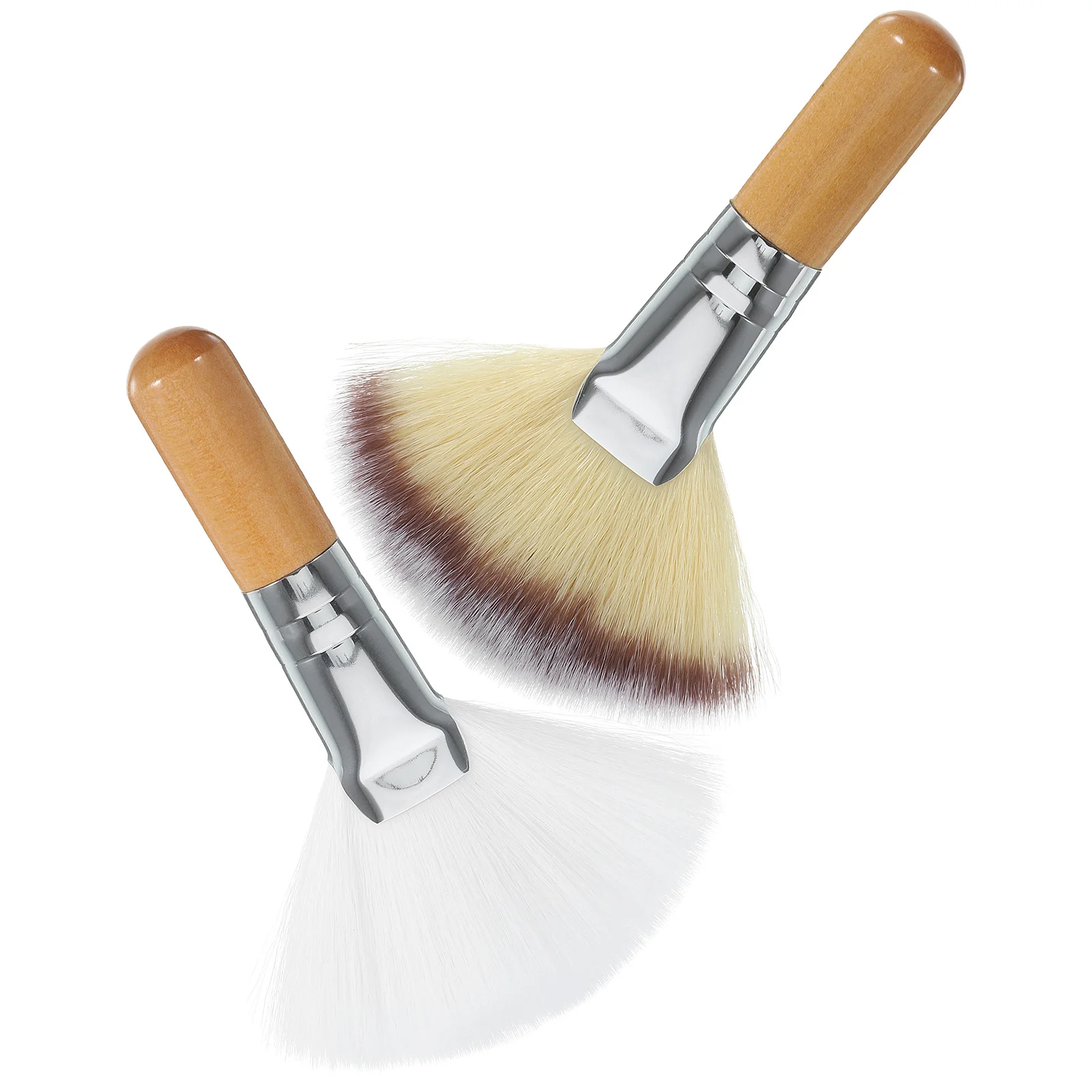 2 uds ventilador cepillo de maquillaje Facial cerdas suaves para rubor polvo suelto resaltando ajuste polvo herramientas de maquillaje Facial