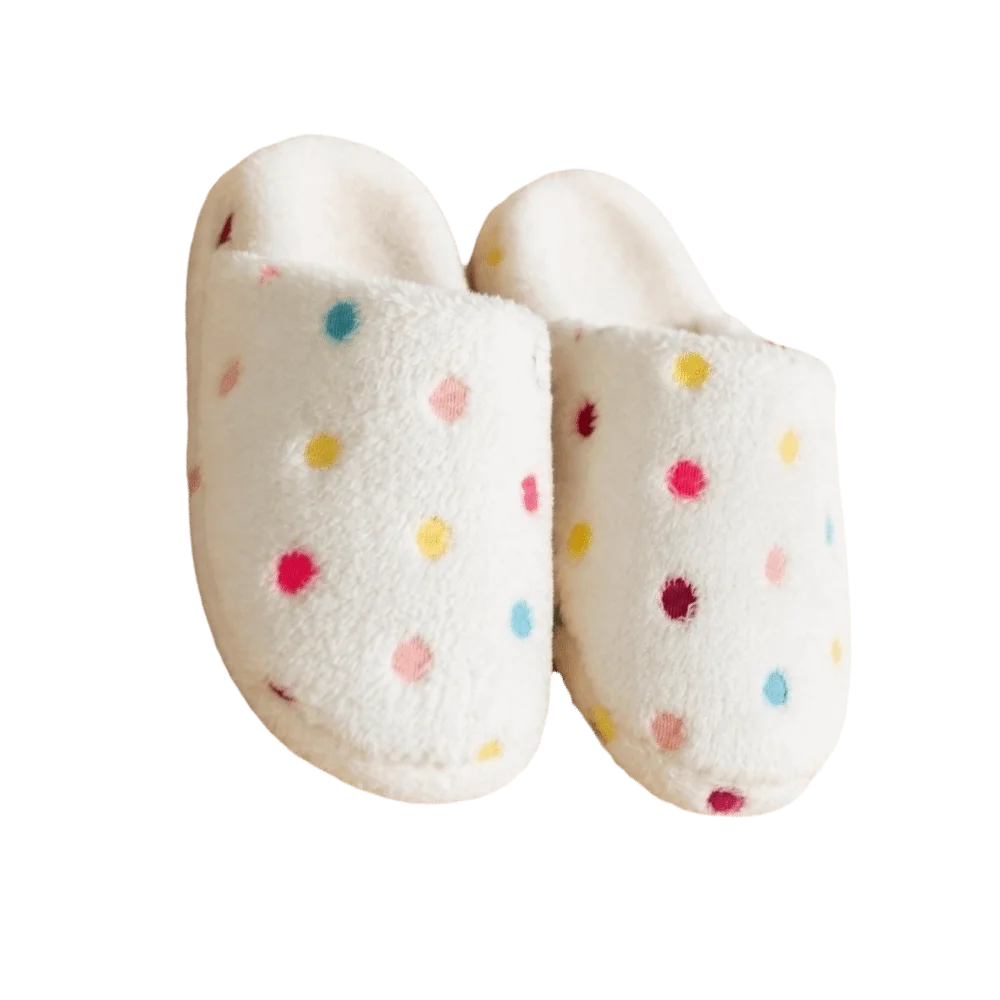 Casual Heart Plush Warm Slippers Star Thickened Winter Slippers Non-Slip Soft Soled Quiet Plush Flat Sandals Women Men