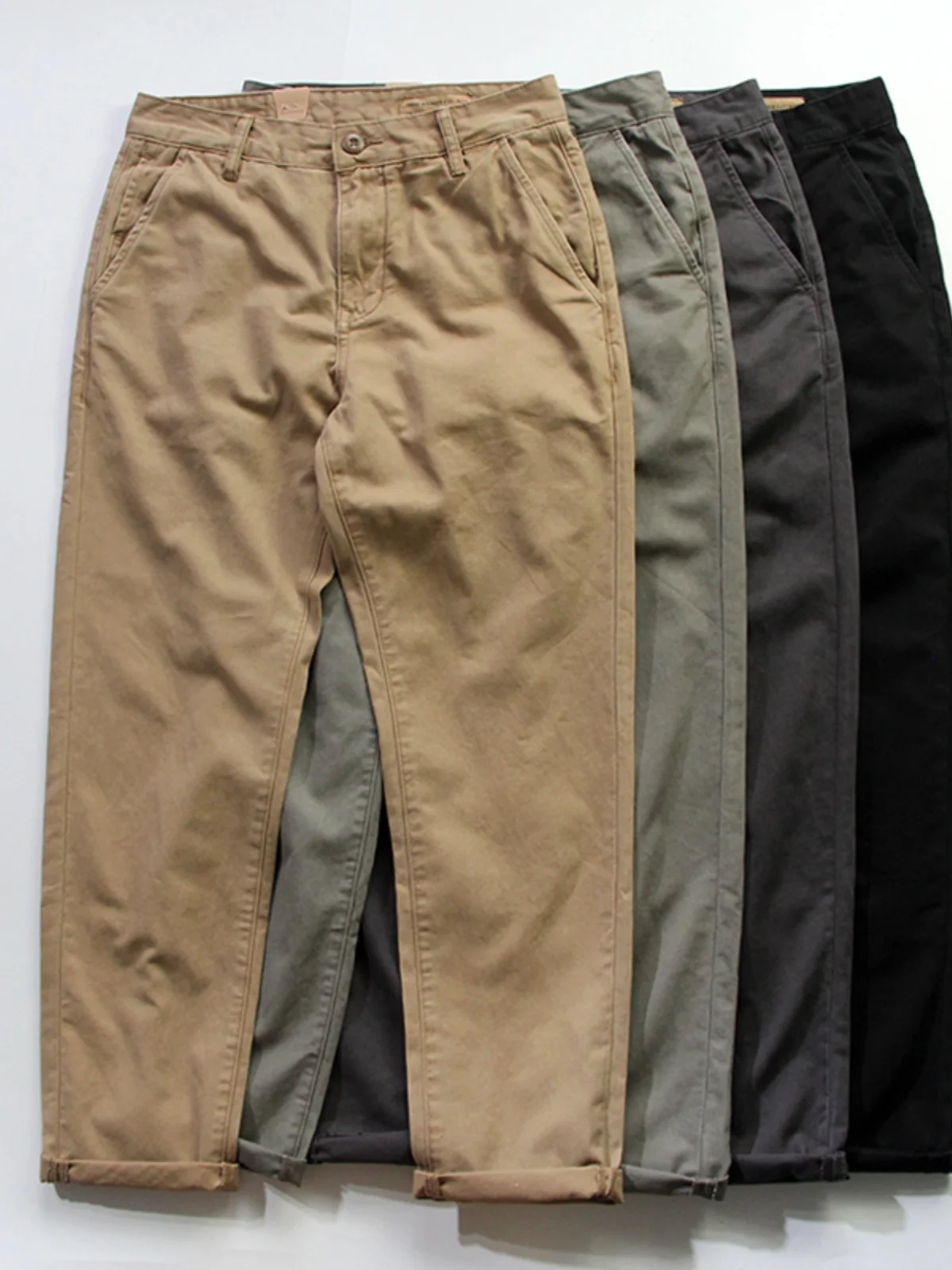 

Classic Retro Heavyweight Pure Cotton Work Trousers Men's Ameika Khaki Loose Straight Casual Pants Faion Urban Sle