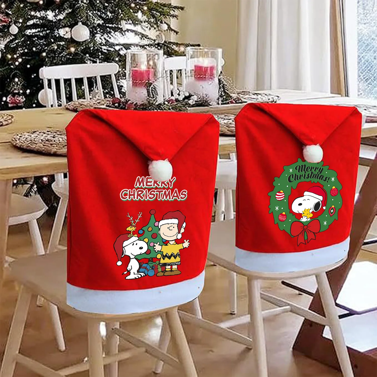 سنوبيس غطاء كرسي عيد الميلاد غير المنسوجة مسند الظهر القماش حالة عيد الميلاد غرفة الديكور مهرجان لوازم الحفلات الكراسي ورقة واقية #1