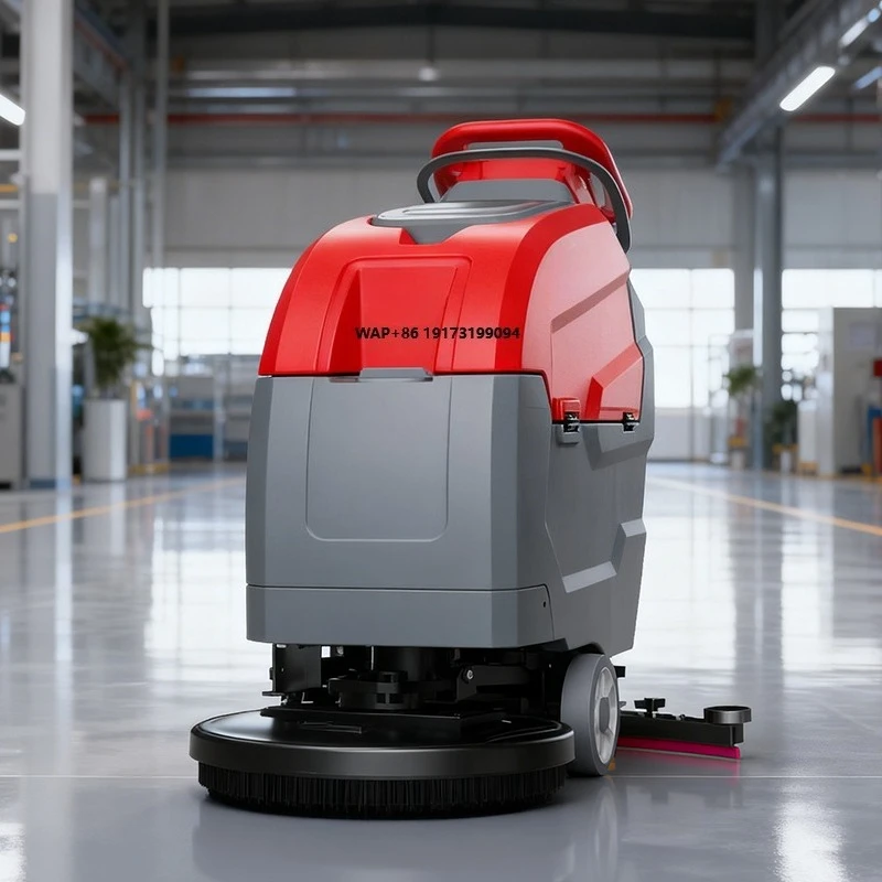 Electric Mini Floor Scrubber Commercial Grade Walk Behind Battery Operated Compact Floor Scrubber