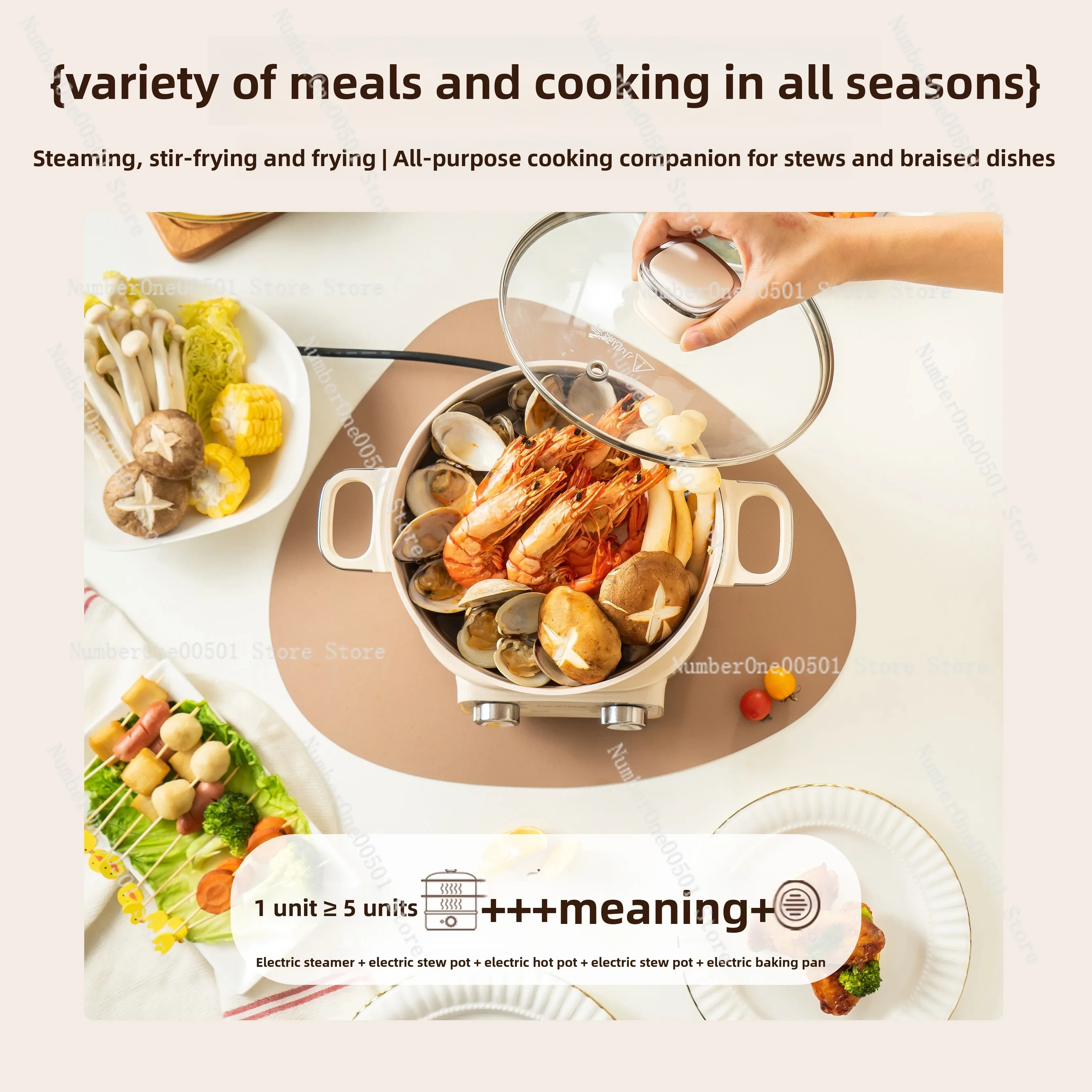 Titanium Ceramic Electric Pot Detachable Multi Function Cooker for Home Use Steam Boil Stew Hot Pot Portable Cooking Machine