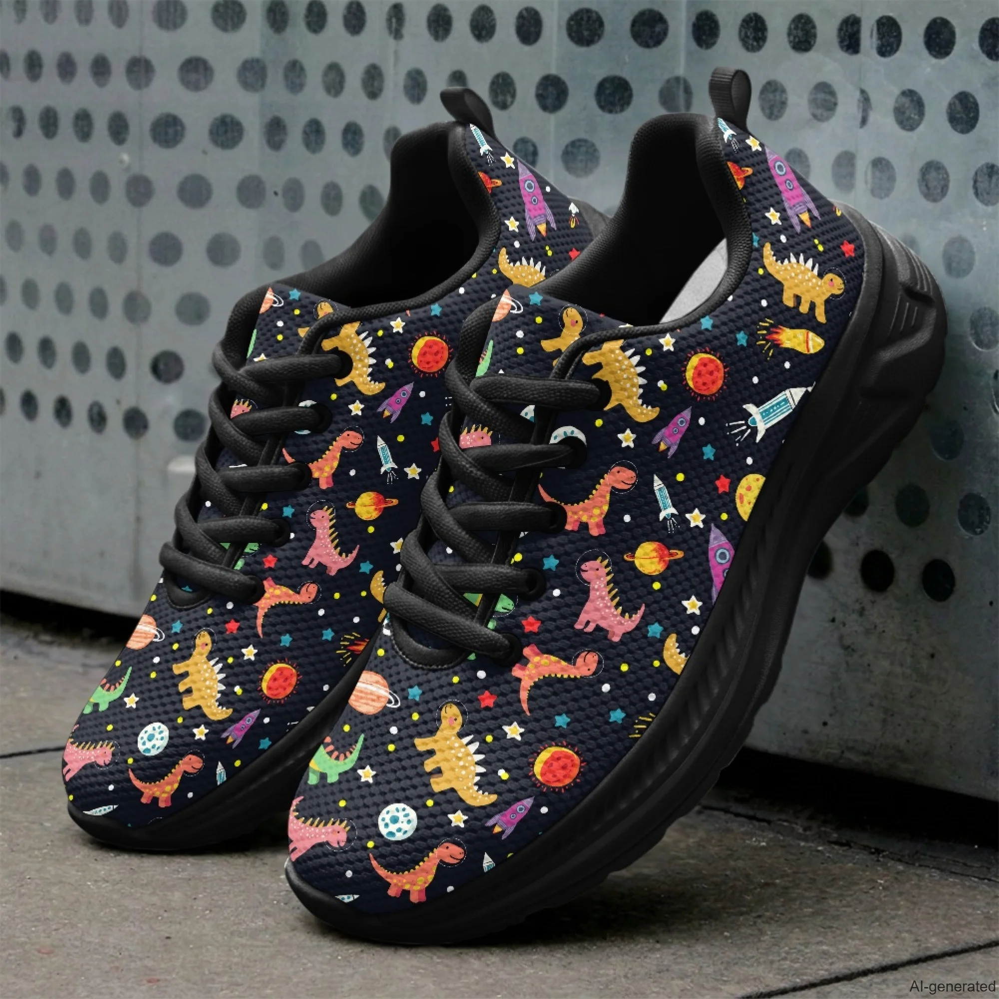 XIXIRIMIDO Running Shoes for Men Breathable Mesh Casual Walking Shoes for Women Dinosaur Print Workout Gym Sneakers 35-48