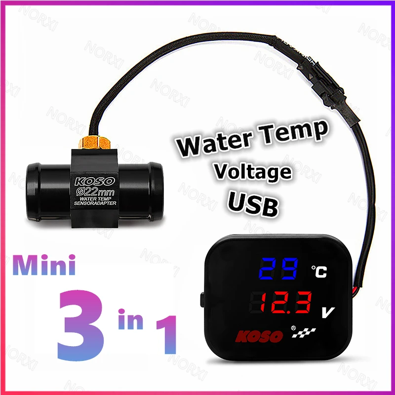 Motocykl KOSO USB wskaźnik temperatury wody woltomierz telefon ładowarka USB ładowanie wodoodporna dla nmax cb500x czujnik temperatury