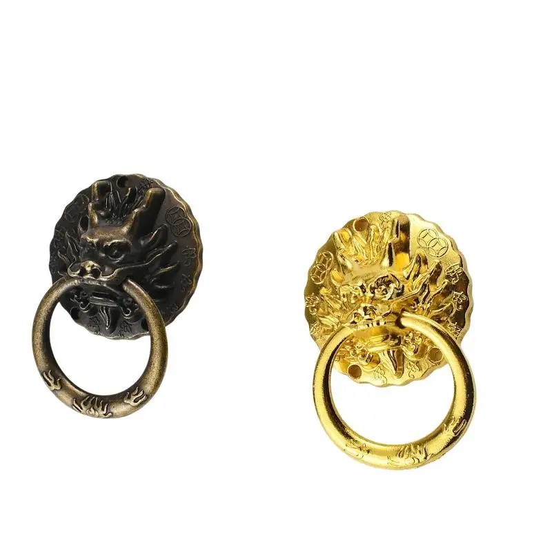 Antique Small Size Drawer Pull Handle Zinc Alloy Lion Head Chinese Style for Kitchen Cupboard Bedroom Dresser Decor