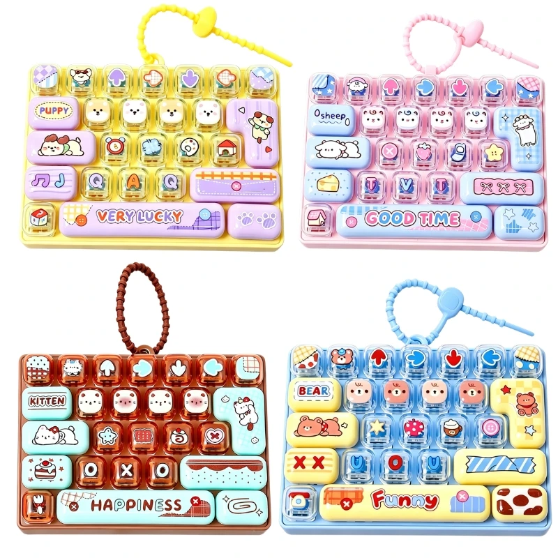 In Stock /26Grid Keycap /;Clicker Anti Stress Fidget Keyboard Keychain Decompression Button Cartoon Party Favor Gift 26구 키캡 키링