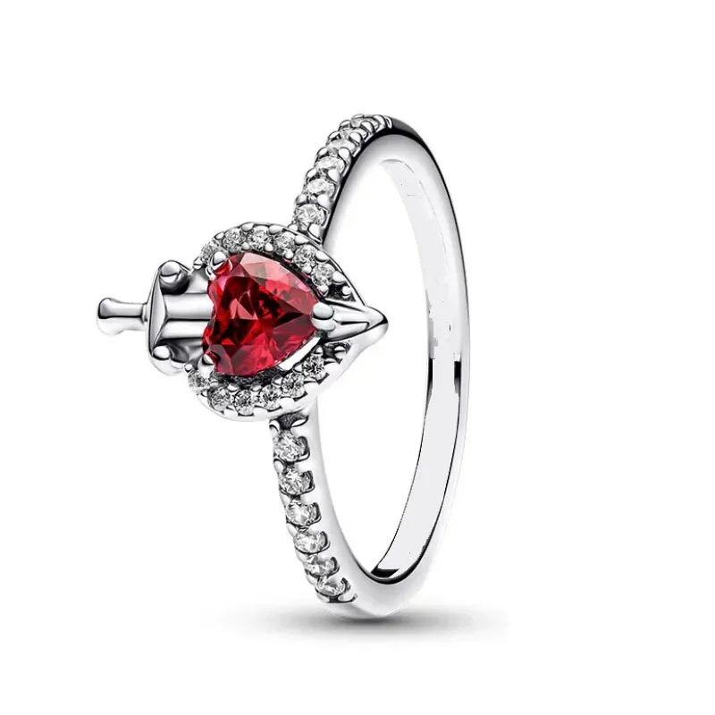 Bague en diamant de poche en argent regardé 925 pour femme, cristal exquis en forme de cœur, Zindeaux, cadeau de vacances charmant, tout neuf