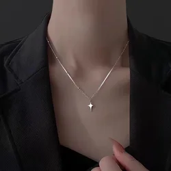 925 Sterling Silver Cross Necklace Star Asymmetric Personalized Collar Chain for Birthday Gifts to Friends Student Jewelry