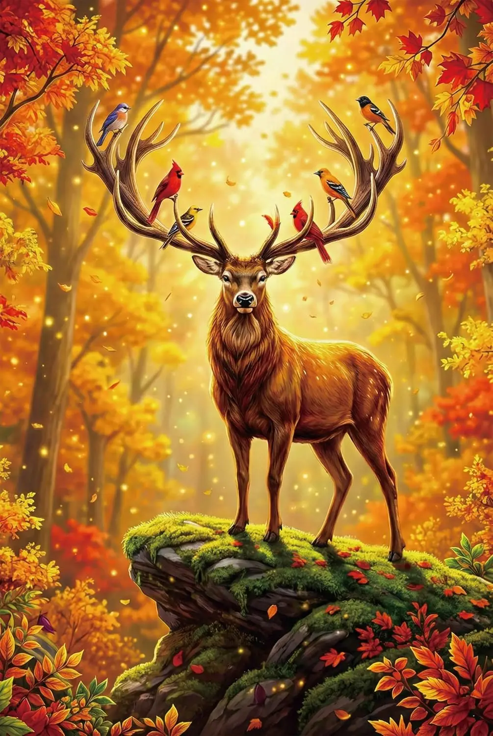 Autumn Forest Majestic Deer 1000pcs Jigsaw Puzzle  Beautiful Wildlife Nature Scenery Puzzle Art Gift for Family