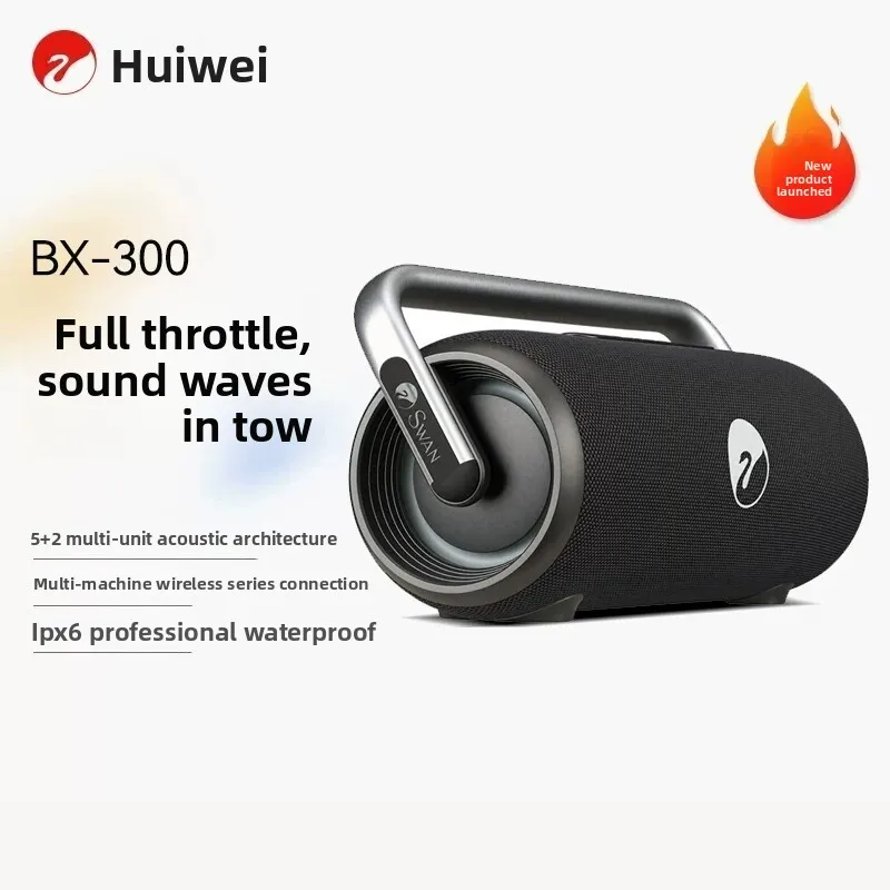 For HiVi BX-300 110W Portable Bluetooth Speaker IPX6 Waterproof RGB Light with Metal Handle