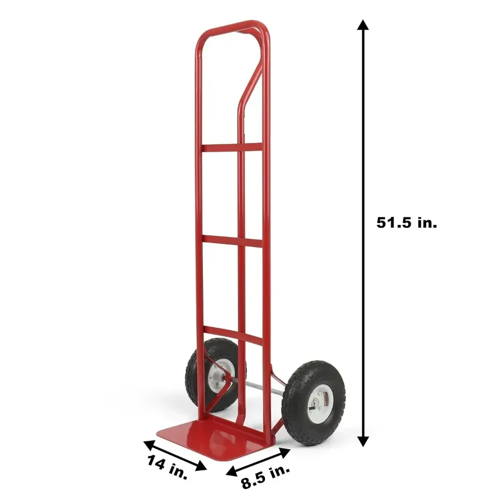 Steel Pneumatic Hand Truck Dolly - 600-Lb. Capacity, 10in. Tires, Premium American Red Finish, Steel Utility Truck,Rolling Cart