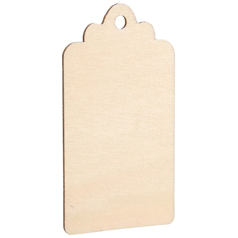 100 Pcs Wood Tag, 2.7 X 1.5 Inch Unfinished Wooden Tags With Hole,For Hanging & Wedding Decor,Craft Projects