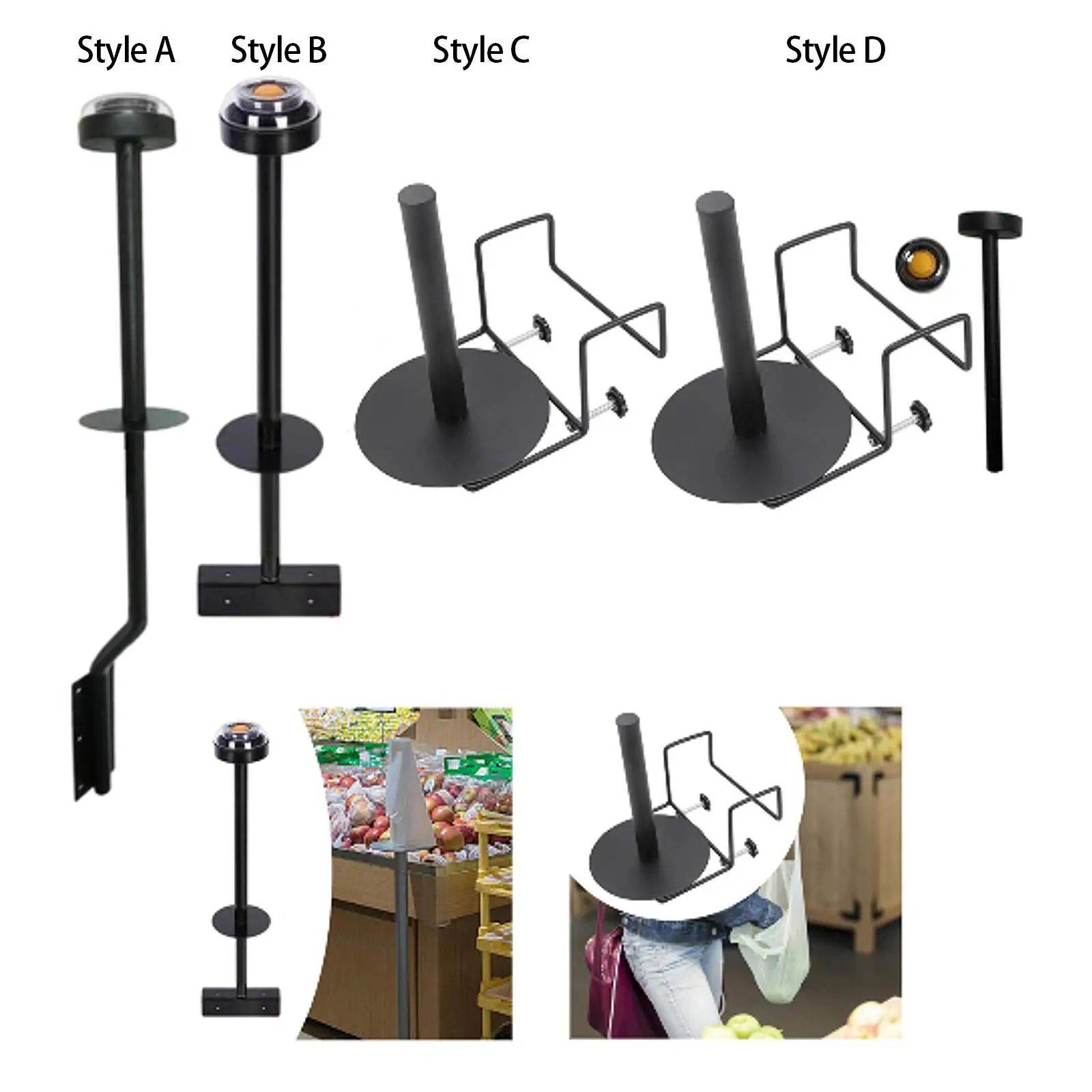 

Supermarket Roll Bag Rack Grocery Bag Holder for Store Farmer Market Kitchen