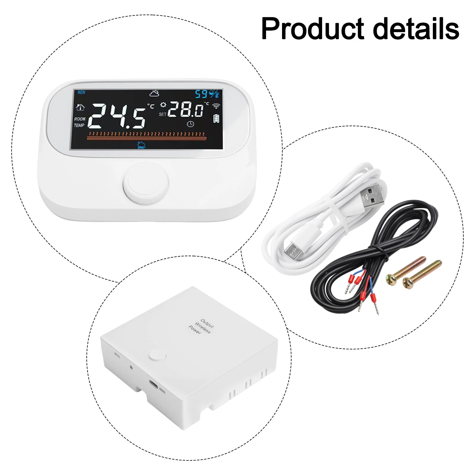 

Home Heating Control RF Boiler Thermostat Programmable Room Thermostat Automatic Screen Off Power Failure Memory