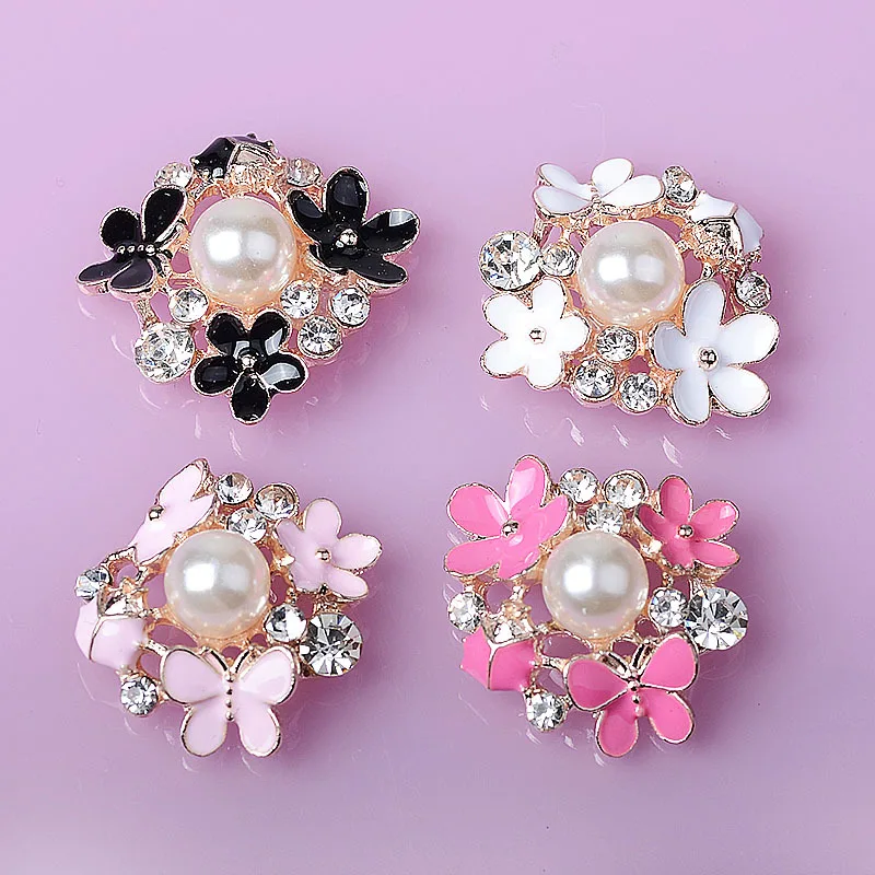 

100 pieces set flower plate crystal buckle version hair accessories bridal headgear dripping oil pearl flower DIY spot wholesale