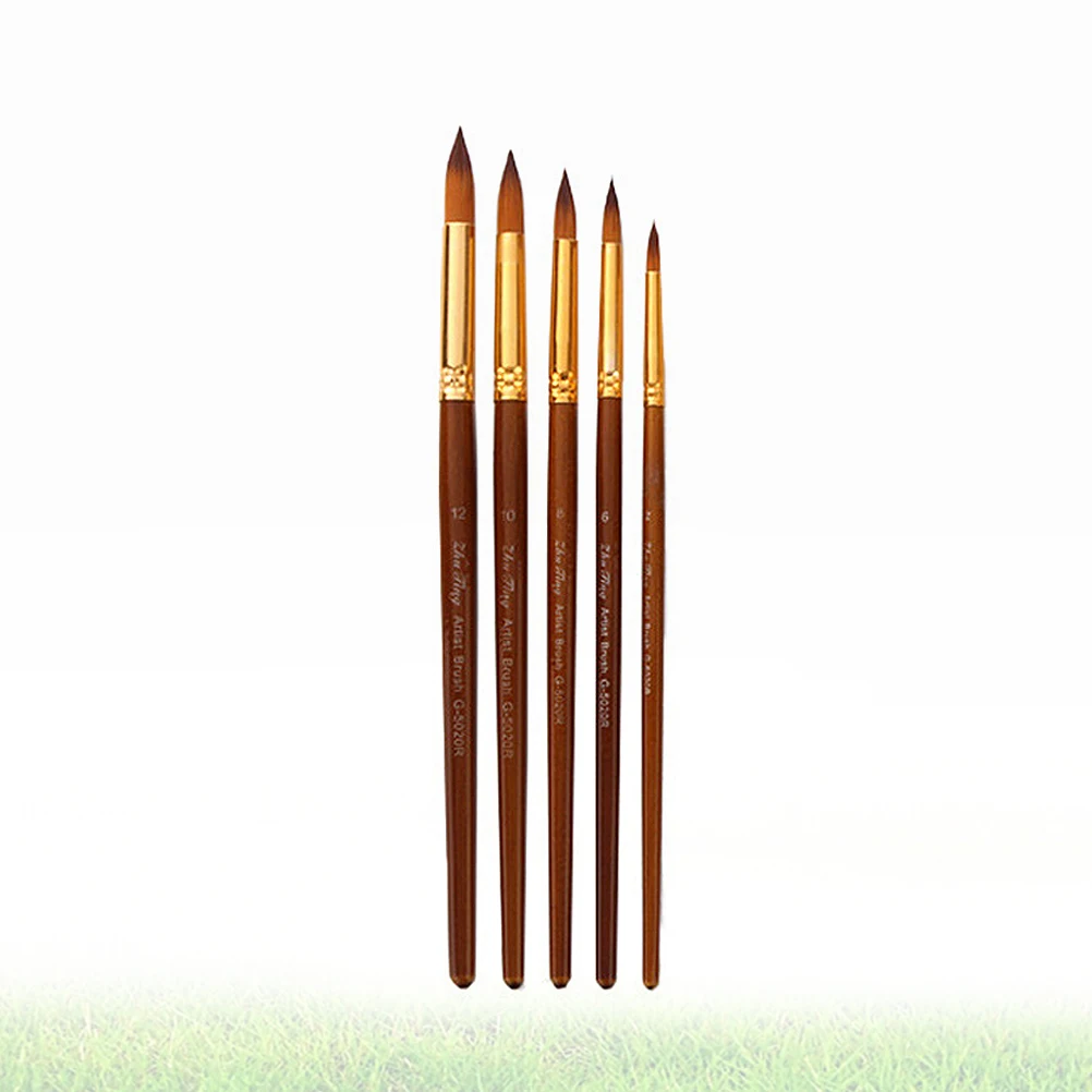 

5 Pcs Two-color Linen Rod Brush Child Paint for s Wooden Professional Nylon Painting