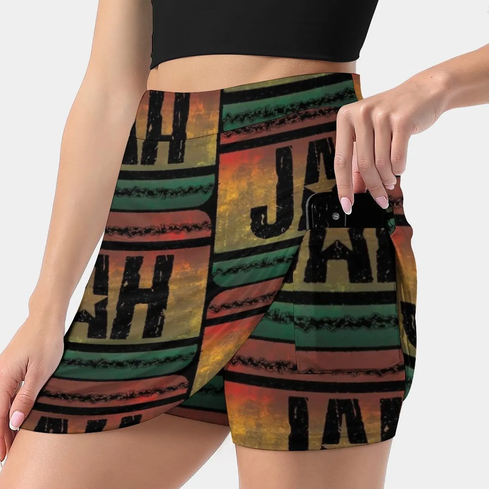 

Yes Women's skirt With Hide Pocket Tennis Skirt Golf Skirts Badminton Skirts Running skirts Reggae Music Africa Rasta Dancehall