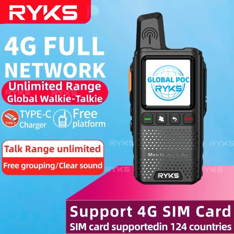 4g Vollband Zwei-Wege-Radio Mini-SIM-Karte Global-Intercom-Telefon Outdoor-Schinken Walkie Talkie Langstrecken 5000km Paar (keine Gebühr) Plartfr