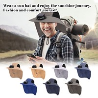 Outdoor Mountaineering Fishing Sun Hat with Fan Portable Solar Fan Cap Wide-Brimmed Shawl Fishing Hat UV-Protection Outdoor Hat