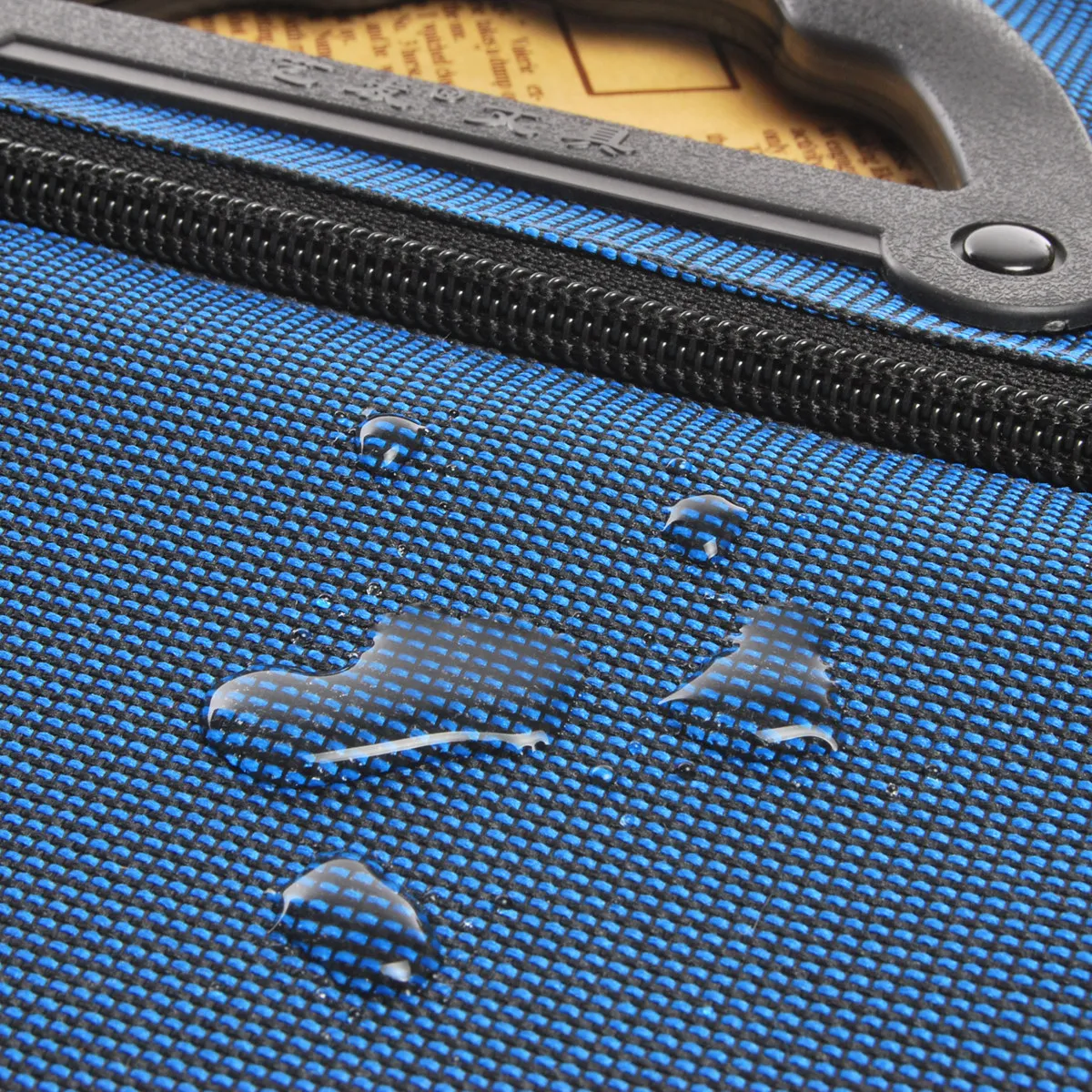 

Oxford Document Bag Waterproof Portable File Tote with Double Zipper Compartments A4 Capacity Ergonomic PVC Handle Dark Blue