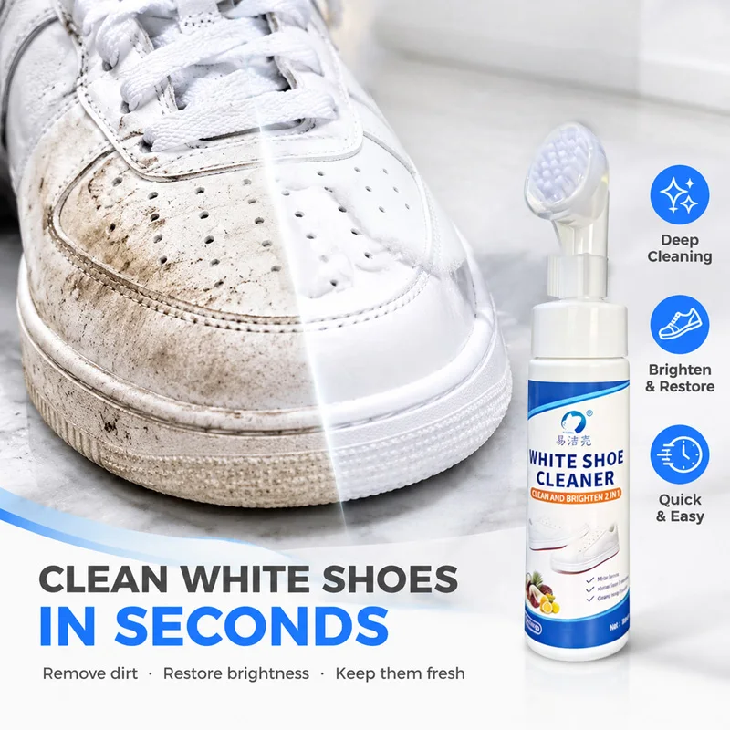 150ML Foam Shoe Cleaner with Built‑in Brush, No‑Rinse Dry Foam Cleaning, Suitable for White Sneakers & Suede Footwear