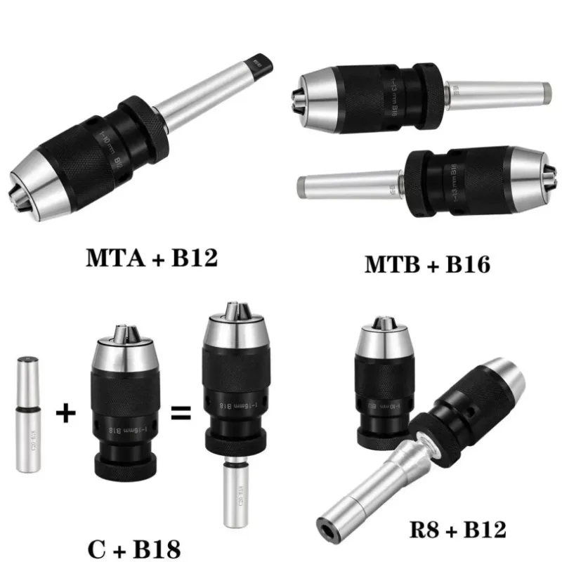B10 B12 B16 B18 B22 Mandrino autoserrante MT1 MT2 MT3 MT4 C16 C20 R8 Mandrino per trapano Morse Tornio 1-10 1-13mm 1-16mm MTA MTB