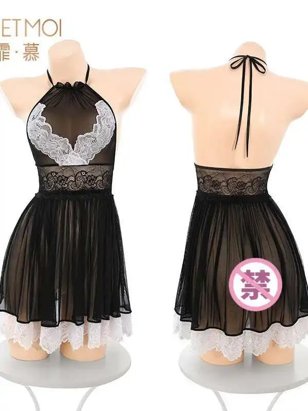 Charme suspendu amour enchantant coeur maille dentelle douce Mini robe tentation robe hanches exposées Sexy 2025 nouveau débardeur Min robe OW3W