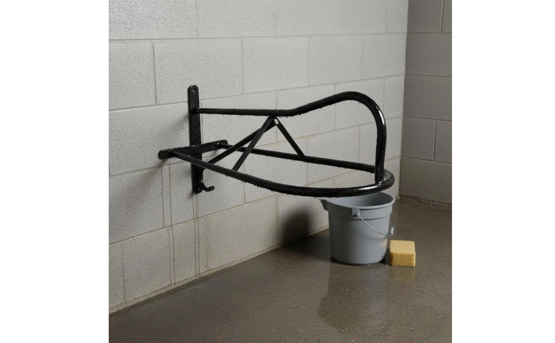 Wall-Mounted Saddle Rack Curved Support Black Metal Saddle Rack Space Saving Organizes Tack Room Wall-Mounted Saddle Rack Curved Support Black Metal Saddle Rack Space Saving Organizes Tack Room