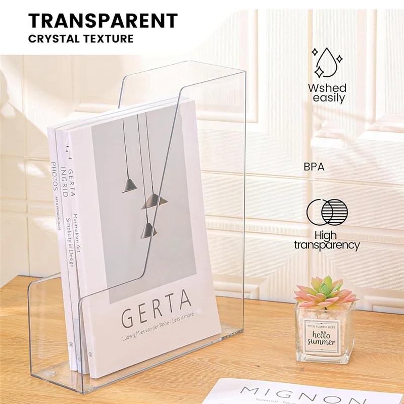 

Vertical File Holder, Clear PET Desk Organizer And Storage Bins Holding, Multi-Purpose Plastic Document Organizer