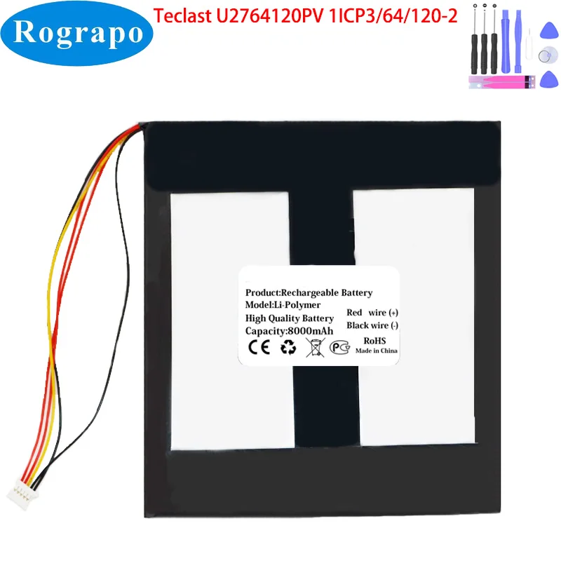 

New 3.8V 8000mAh Teclast U2764120PV 1ICP3/64/120-2 Tablet PC Battery