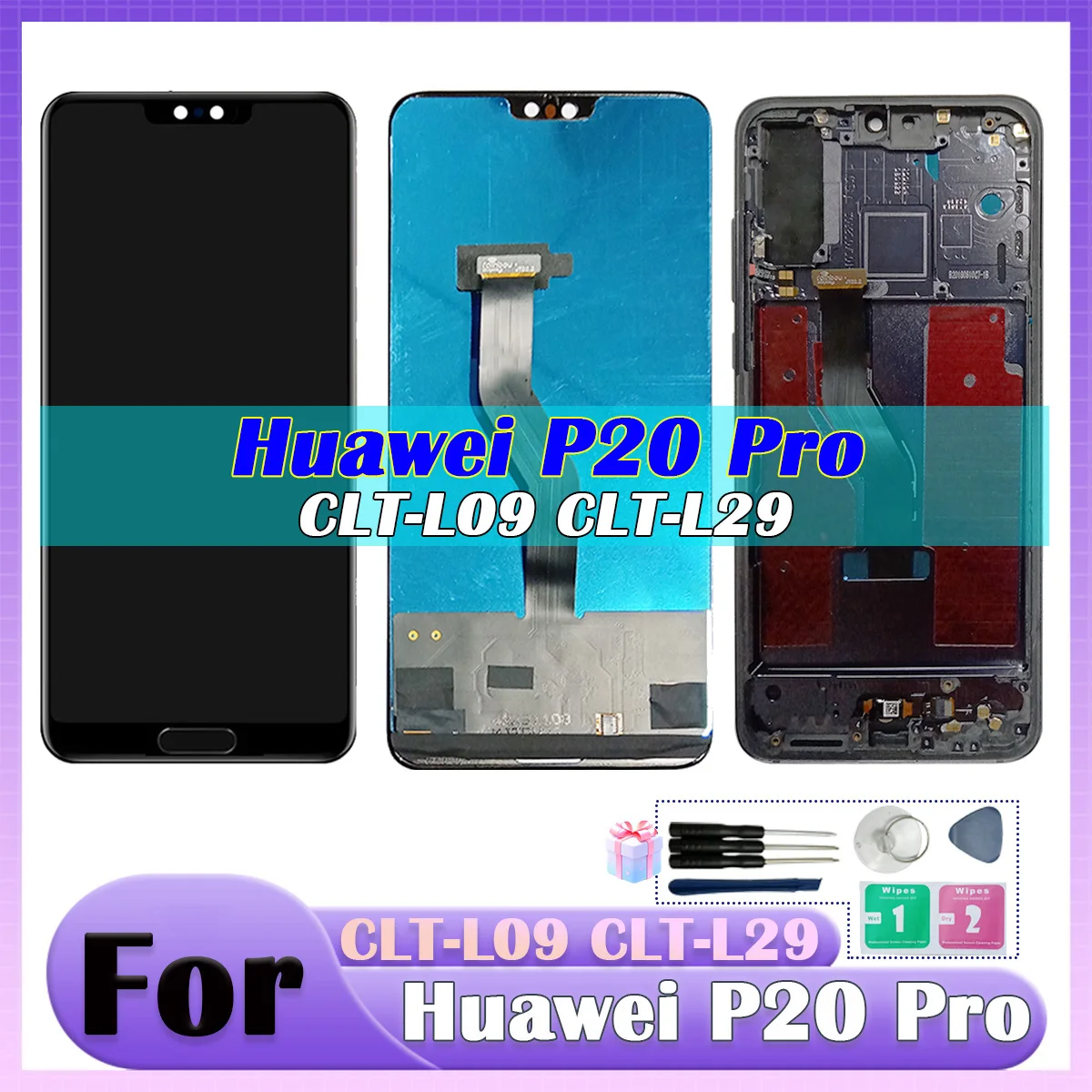 For Huawei P20 Pro LCD Display Touch Screen With Frame,for Huawei P20 Pro CLT-L29 CLT-AL00 Display LCD Assembly  Replacement