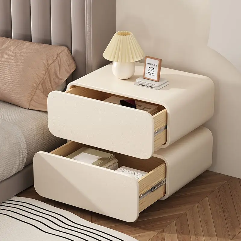 Cream Wind Side Table Bedside Table Italian Light Luxury High-end Bedroom Storage Cabinet Simple Bedside Table Bedside Small