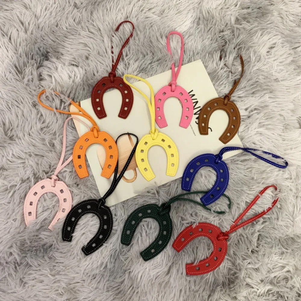 10 Colors Women And Girls PU Leather Horse Hoof Horseshoe Keychain Handbag Holder Charm Bag Purse Accessories for handbags