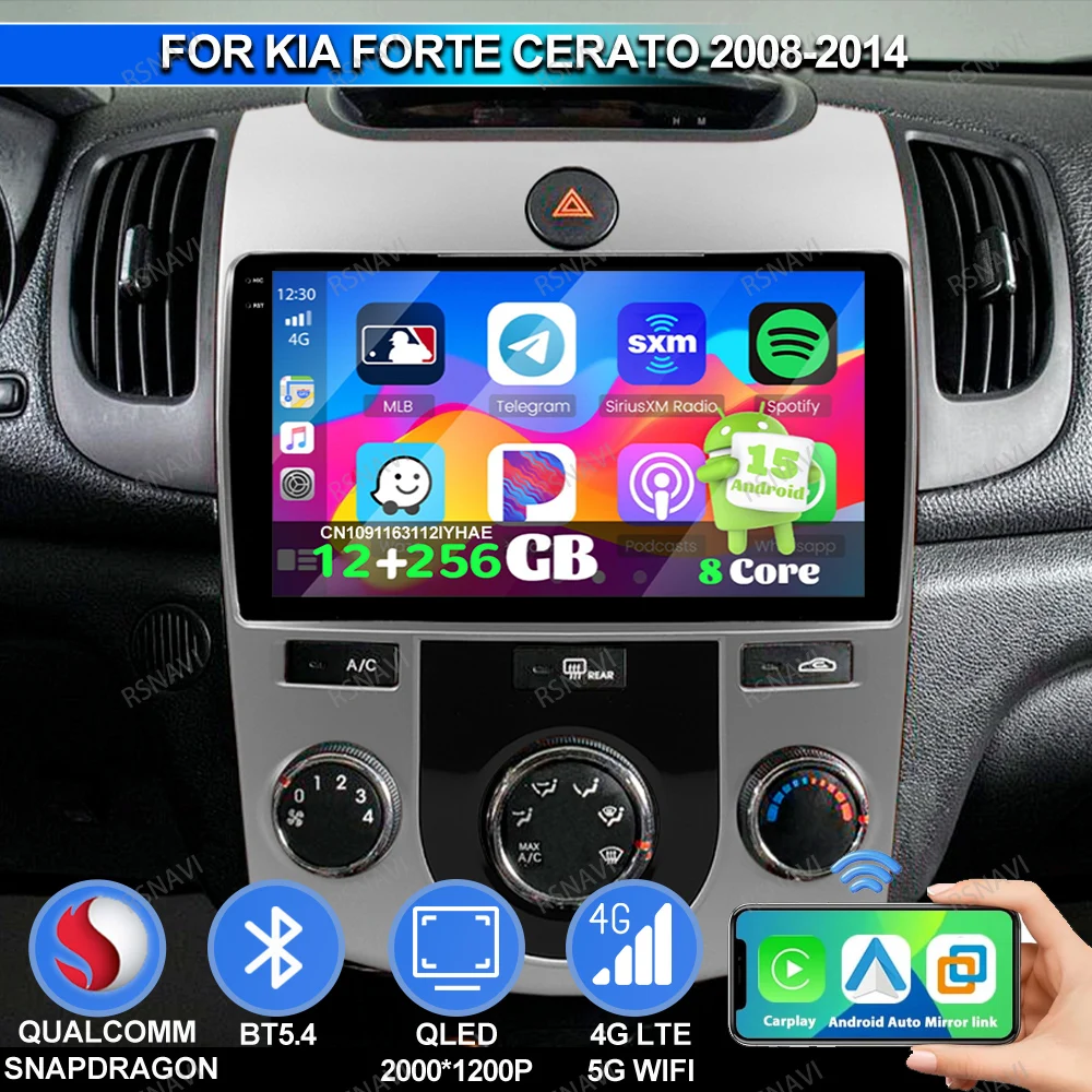 راديو السيارة أندرويد 15 لكيا فورتي سيراتو 2008 2009 2010-2014 360 كاميرا جولف 5 حامل هاتف اكسسوارات السيارات وحدة الرأس الداخلية #1