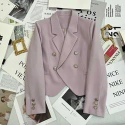 Blazer court à manches longues pour femme, veste ample, manteau camel, costume décontracté, printemps 2024, 600