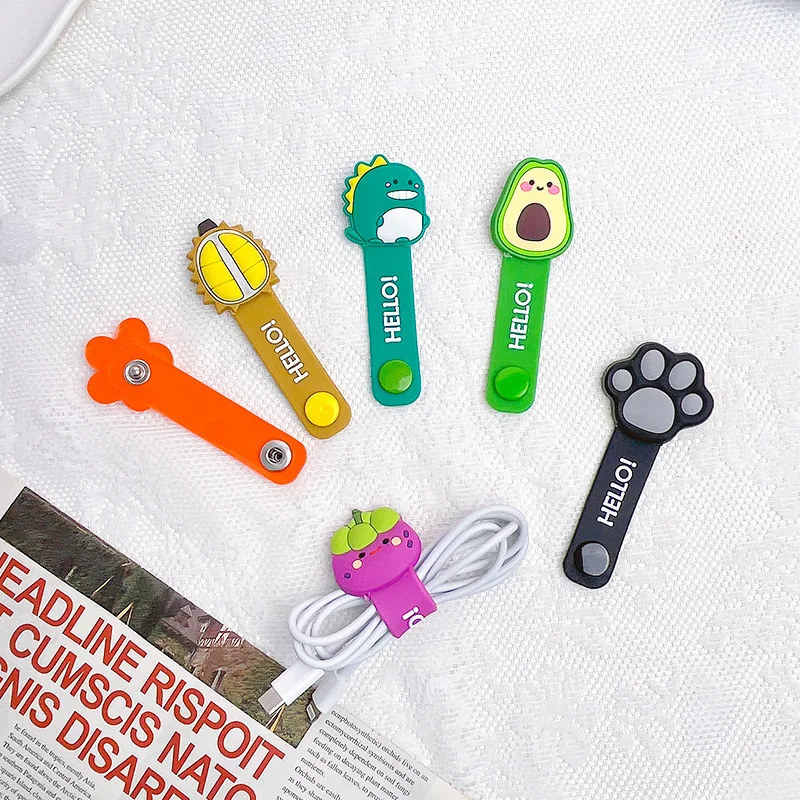 2PCS Cute Cartoon Data Cable Organizer Multifunction Cord Protector Bookmark Clips Wire Cord Winder Data Line Storage