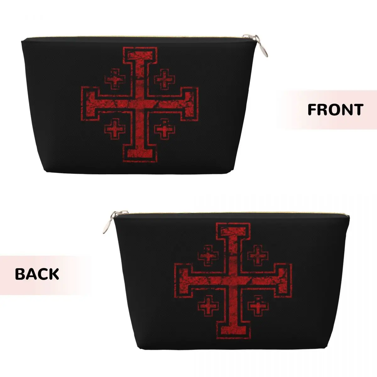 Custom Templar Knight Medieval Warrior Symbol Makeup Bag Travel Cosmetic Organizer Jerusalem Cross Seal Storage Toiletry Bags