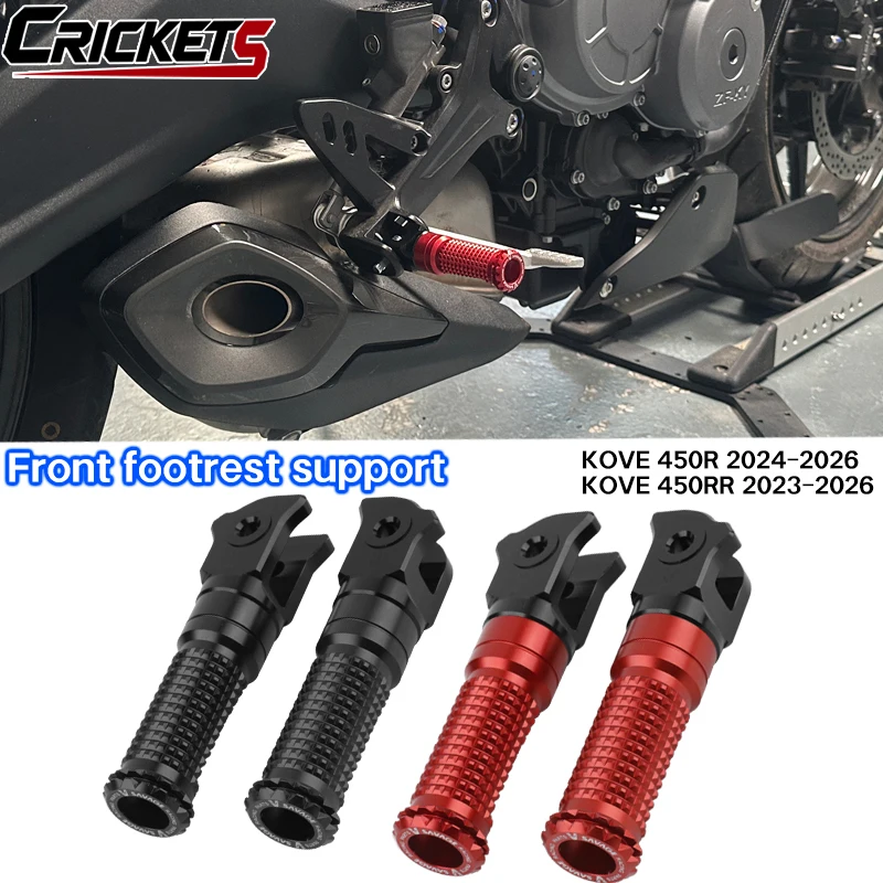 Footrest bracket and passenger footrest support adapter for KOVE 450R, 450R, 450RR models (2023 - 2026) of motorcycles