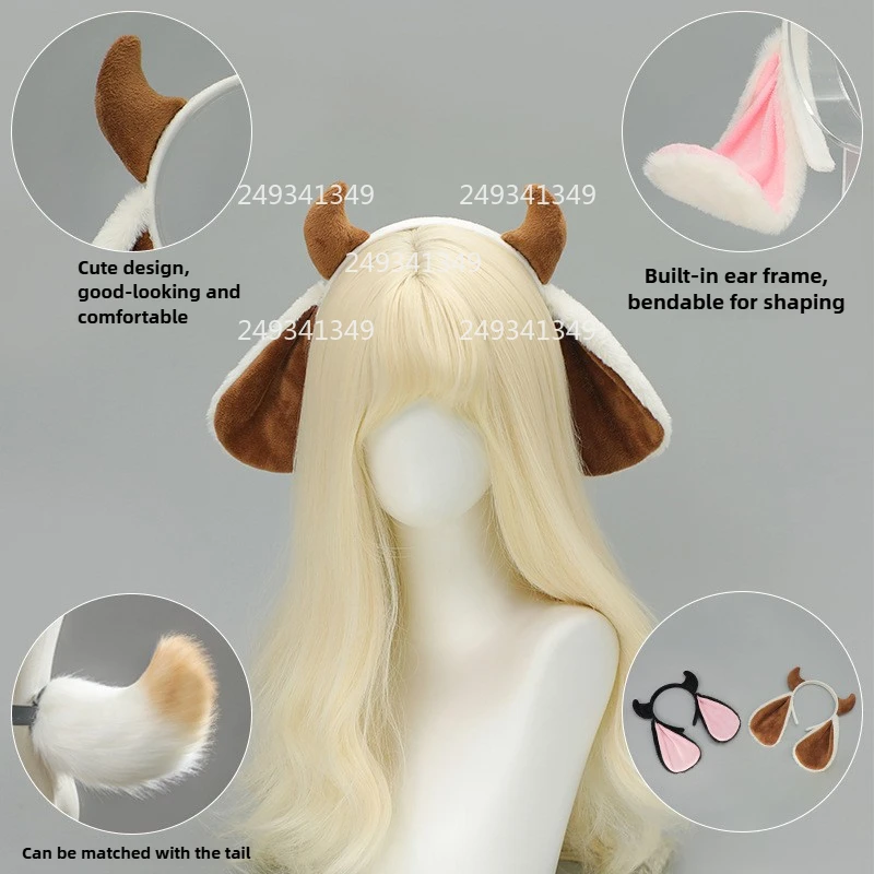 Copricapo cosplay di pecora dalle orecchie cadenti Corno di animale e orecchie Cerchietto per capelli Donna Comic-con Puntelli di scena Accessori per costumi per spettacoli di feste