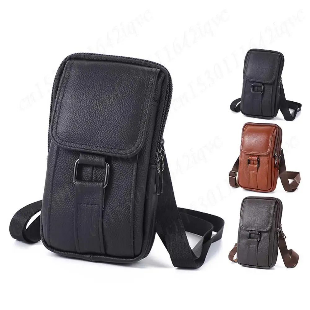 

Портативная мини-карманная поясная сумка из воловьей кожи, поясная сумка для мобильного телефона, модный кошелек с несколькими карманами, повседневная простая поясная сумка