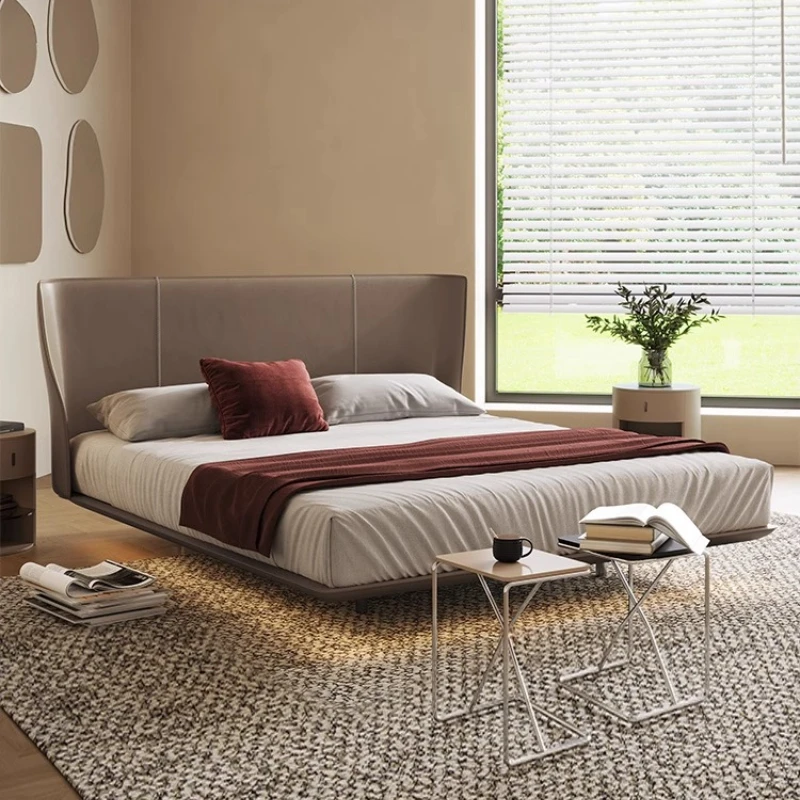 Bedroom Wooden Bed Leather Space Saving Full Simple Storage Safe Bed Design Multifunctional Letto Matrimoniale Home Furniture