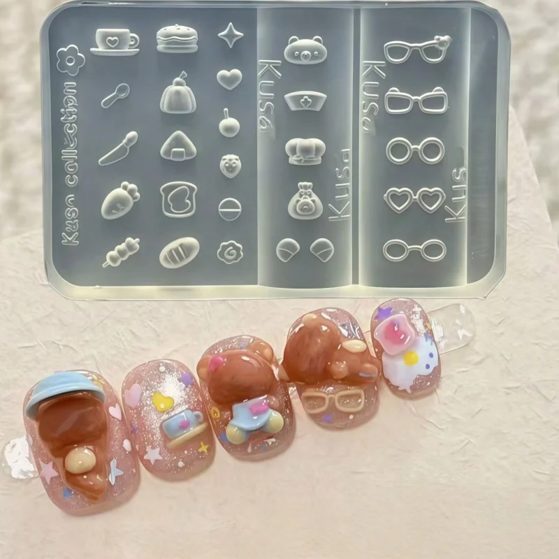 Silikon-Nagelkunstform: Niedlicher Cartoon-Tier-Bär-Rahmen, Dessert-Zubehör, 3D-Nagelkunst-Design-Tool – Unverzichtbar für Nagelkünstler – Detail 6