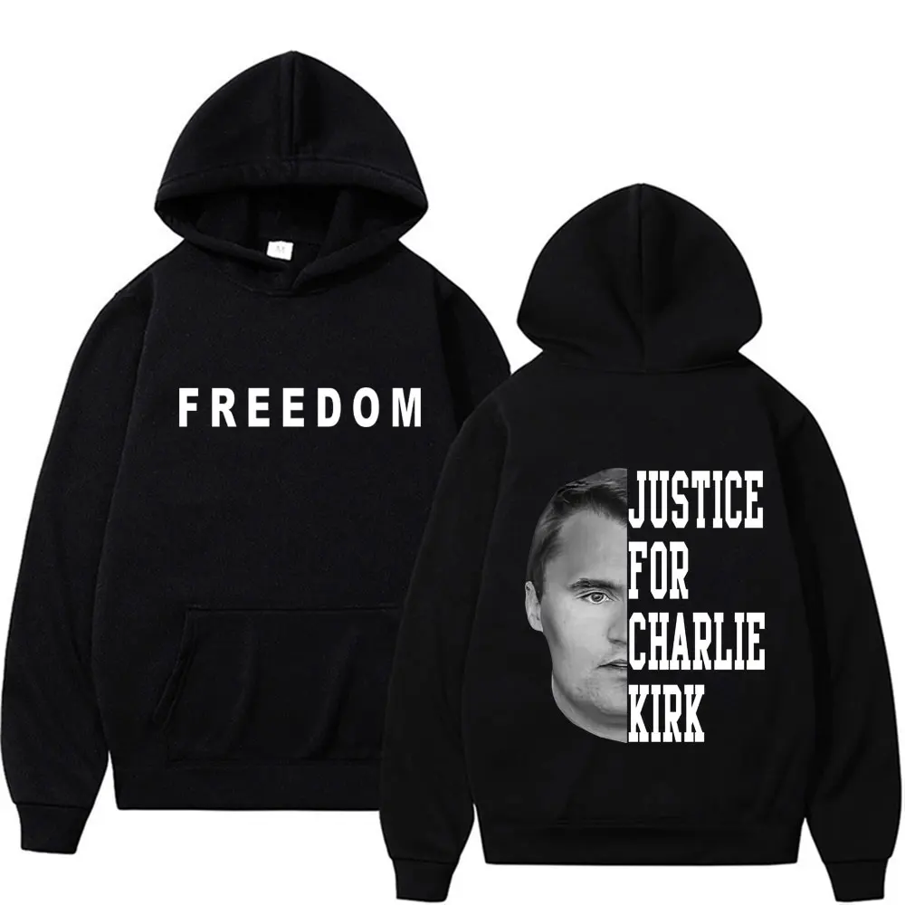 

Justice for Charlie Kirk Freedom Sweatshirts for Men Women Fashion Vintage Trend High Quality Pullovers Popualr Casual Hoodies