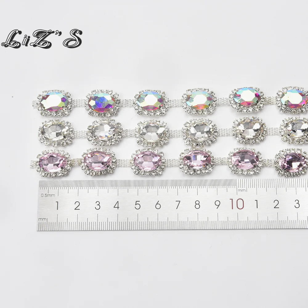 Hot Selling Thicken Metal Base Tiny Crystal Rhinestone Surrounded Oval Diamond Chain High Quality Necklace Bag Shoes Accessories